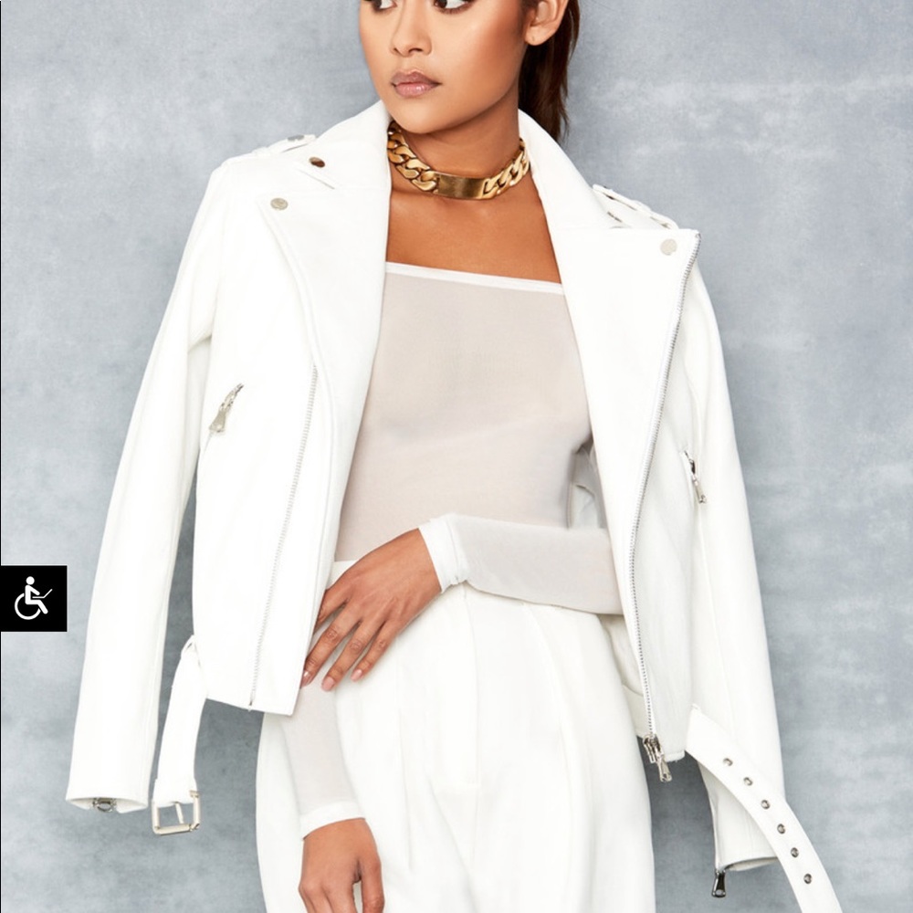 Mistress Rocks Enamored White Vegan Leather Biker Jacket